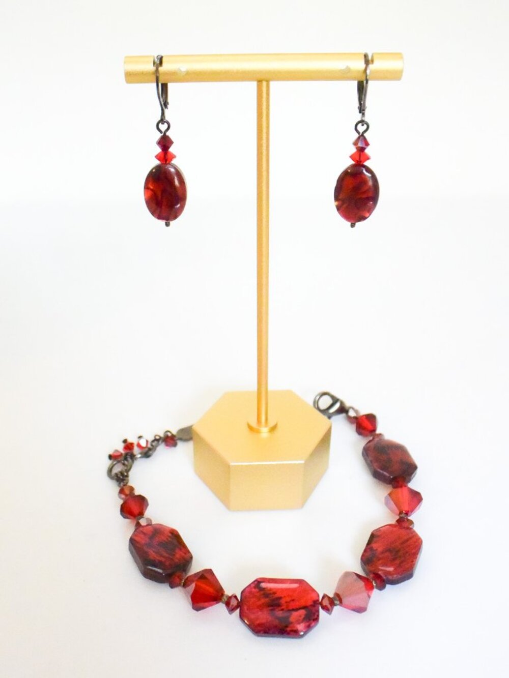 *Nordstrom* Dabby Reid Designer Red Beaded Bracelet & Earrings Set - Bohemain